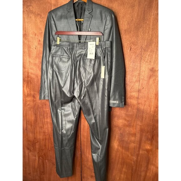 NWT Kenneth Cole Reaction Grey Slim Fit 2-Piece Suit 40R W34 L34 Mens Formal Wea - Picture 10 of 13